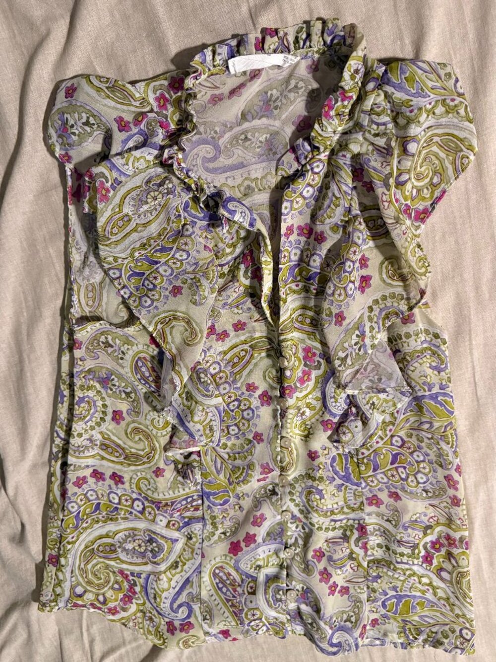 Colorful paisley ruffle blouse